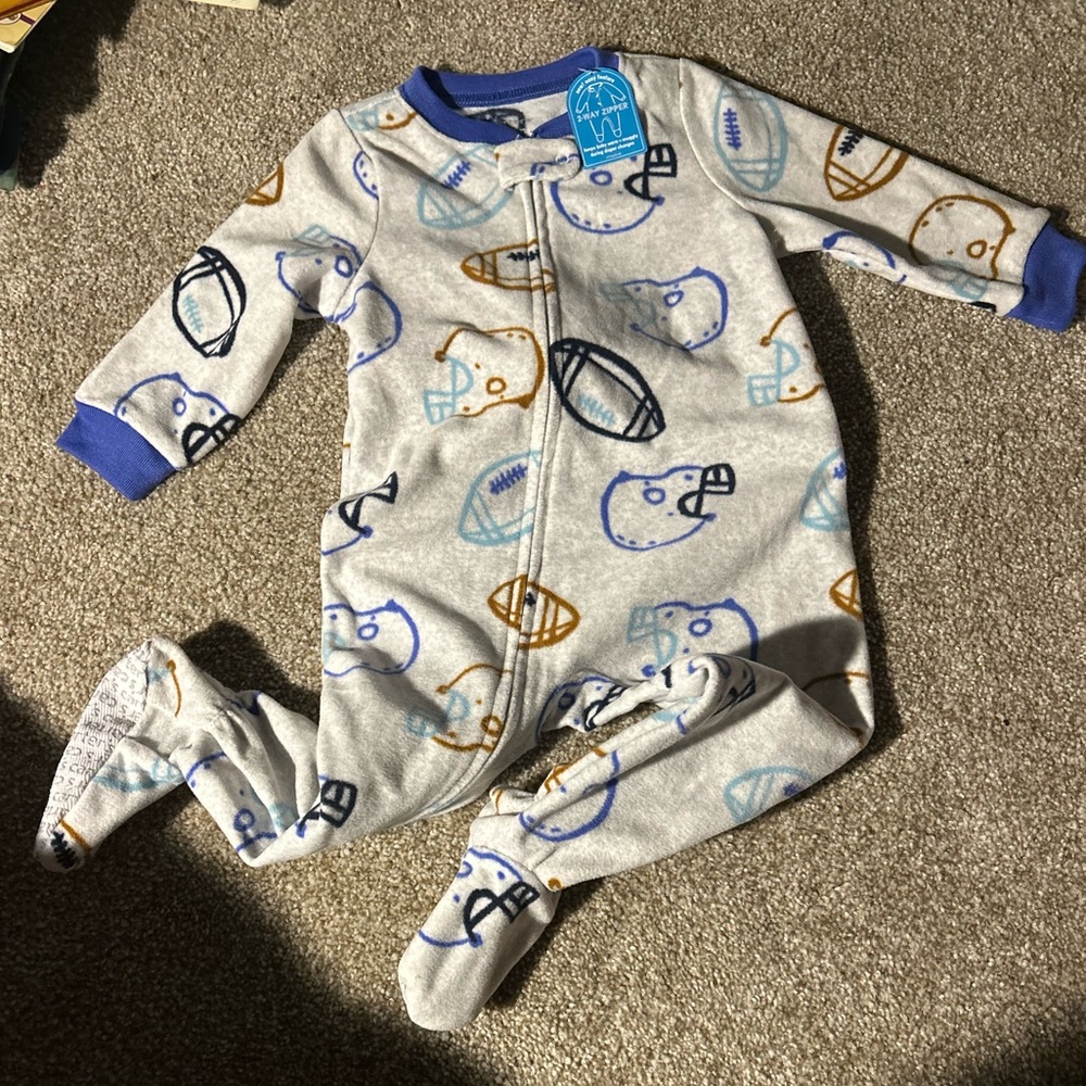 Fleece football footie sleeper